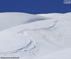 yapboz Karda kayak izleri
